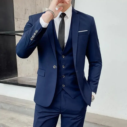 Men's Three-Piece Slim Fit Suit | Blazer, Waistcoat & Trousers for Formal and Business Occasions