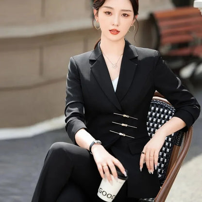 2025 Fashion White Red Black Blazer Jacket And Pant Suit Trousers Women Female Office Ladies Work Wear Formal 2 Piece Set