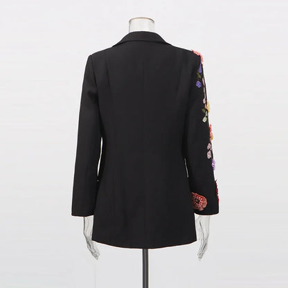 2026 Spring Autumn New Women Blazer High-End Embroidery Flower Beaded Studded Diamonds Luxury Elegant Chic Ins Coat HK17758