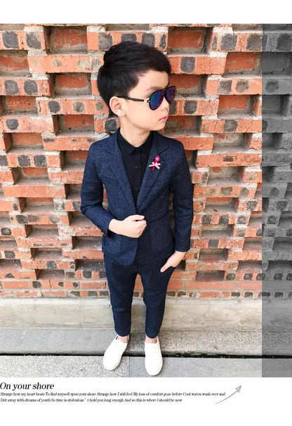 Kids Wedding Ceremony Slim Suit Children Formal Blazers Pants 2Pcs Photography Clothes Good Quality Baby Boys Handsome Suit