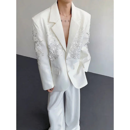 Trend Men's Formal Dress, Wedding Suit Jacket Sequined Embroidered Casual Suit Jacket Celebrity Stage Performance Costumes