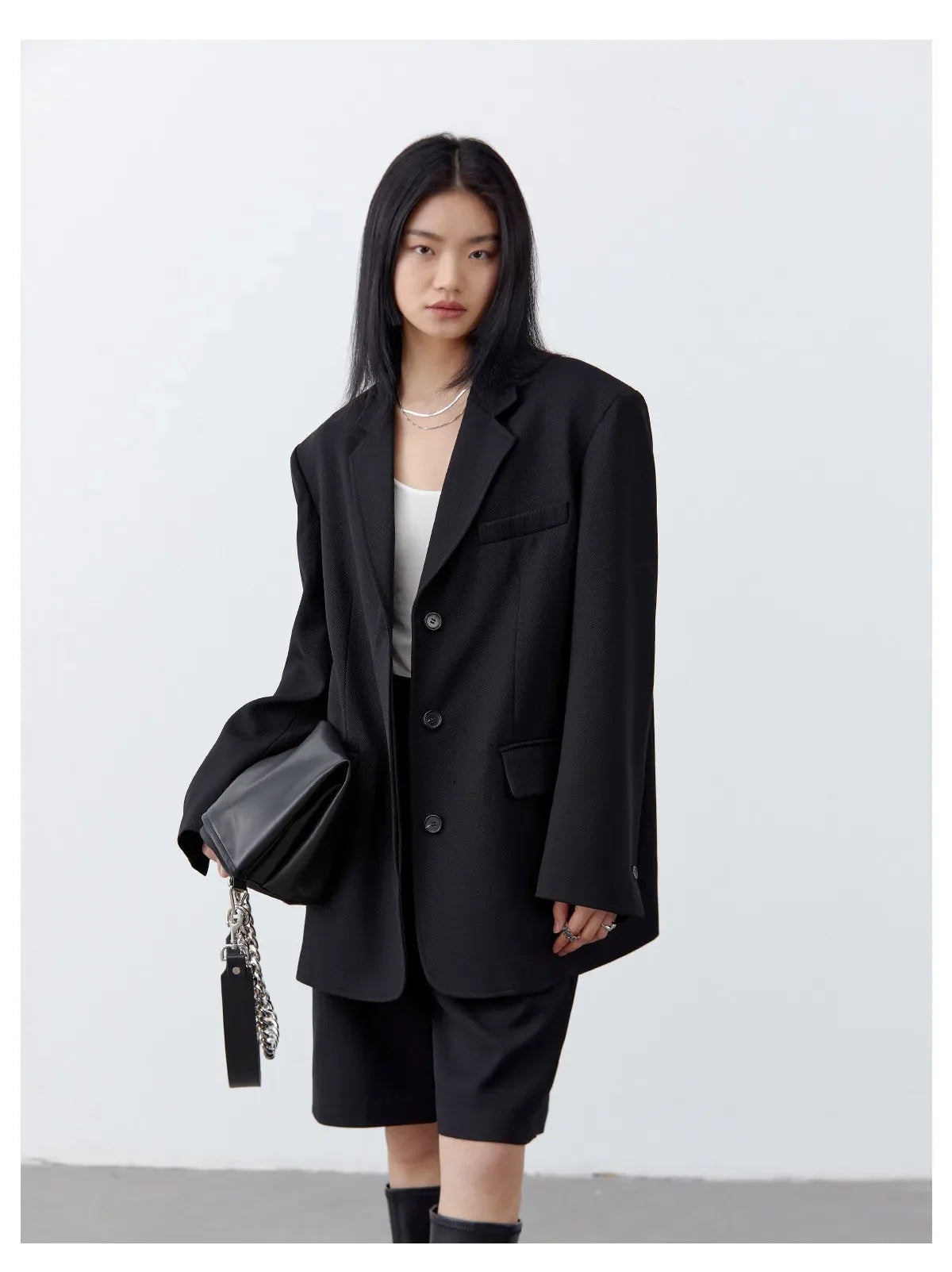 Fashion Women Woolen Blazers Solid Loose Casual Single-breasted Twill Suit Coat Office Ladies Jacket Spring Summer 2026