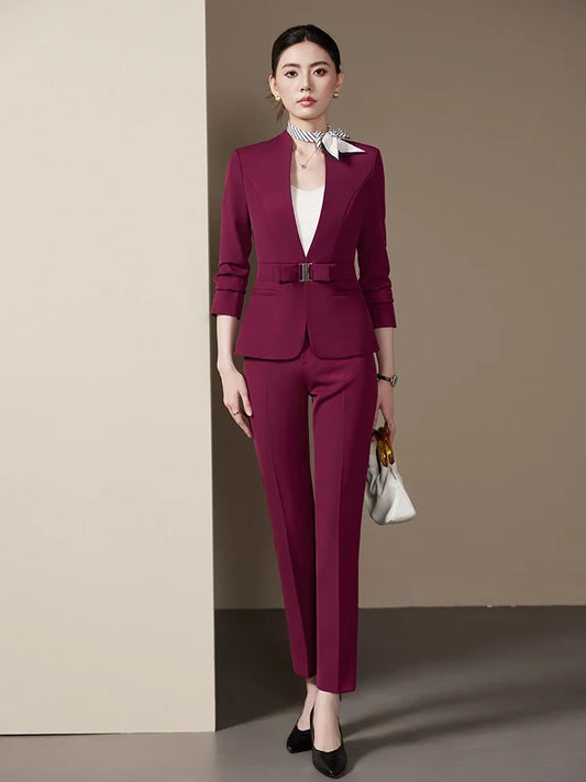 Fashionable professional women's two-piece trousers + suit jacket, elegant temperament, new style for autumn winter 2025