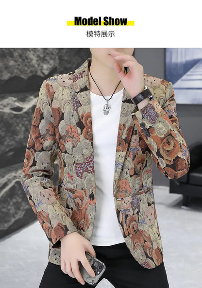 Blazer Men's fashion outdoor travel gentleman wedding Slimming Business versatile Trendy Casual Korean-style formal wear Blazer