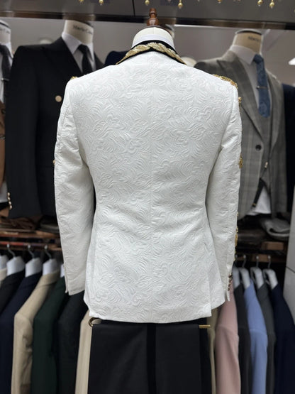 2026 New Jacquard Beaded Man Suit Set 3 Pieces Wedding Groom Sets Luxurious Shawl Lapel Men's Tuxedo Banquet Party Wear In Stock