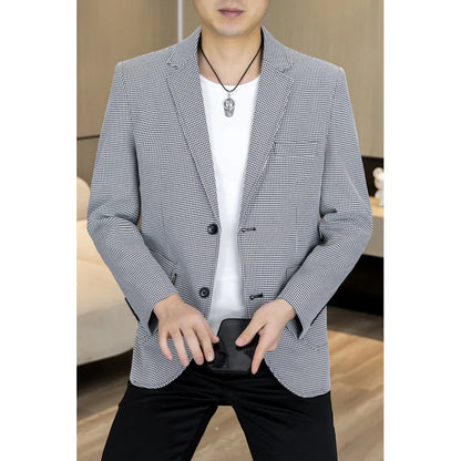 Men's Smart Casual Blazer Single Breasted Slim Fit Solid Color Spring Autumn Jacket