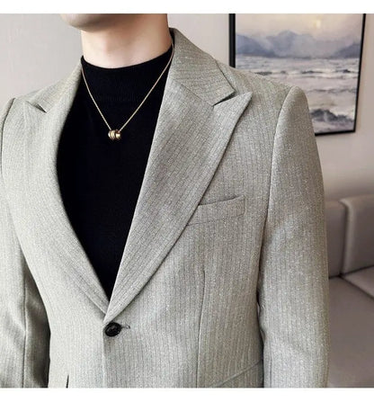 Men's Blazer Single Breasted Slim Fit Korean Style Casual Suit Jacket
