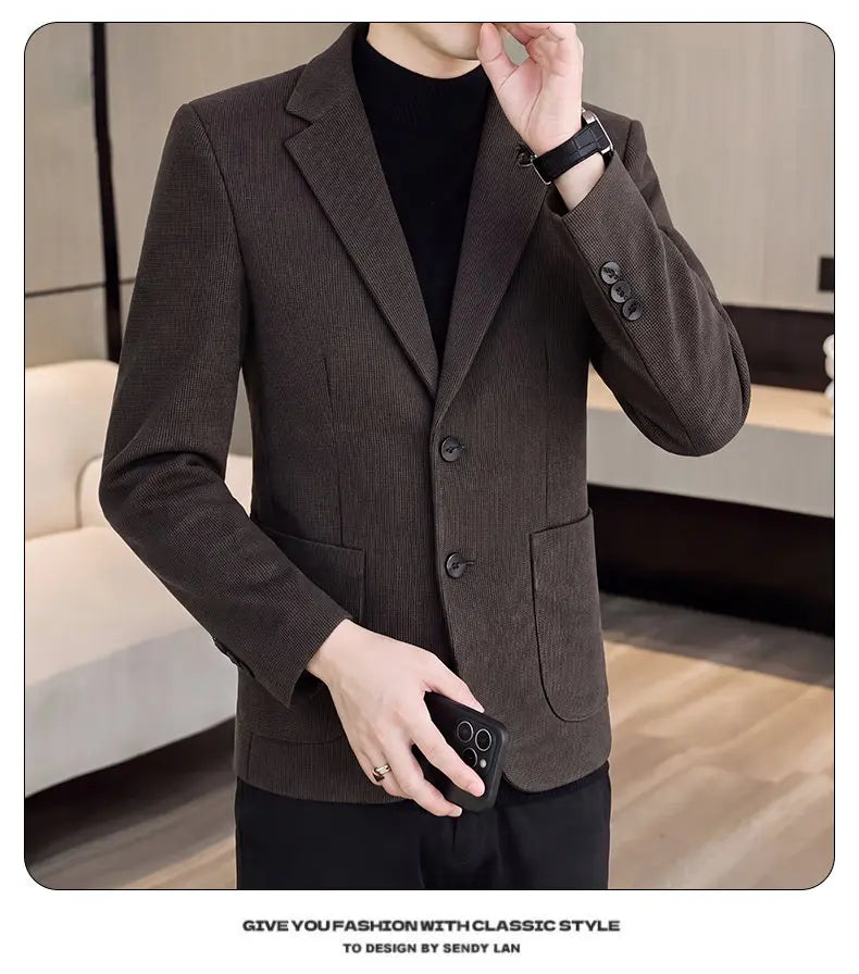 Men's Fashionable Versatile Suit 2026 Autumn Winter New Design Quality Outerwear for Business Casual Wear Trendy All-Match Jacke