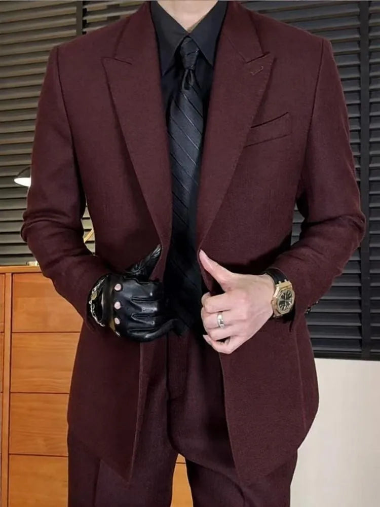 Business Mens Banquet Wedding Suits Set Italian Style Single Button Classic Slim Male Blazers Suit Pant Two-Piece Set Outfits