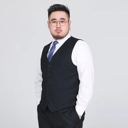 Men's Suit Vest Plus Size Single-Breasted Waistcoat Black Smart Casual Wedding Business