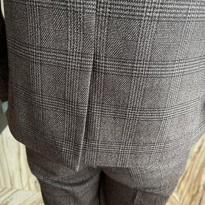 Ensemble costume trois pièces à carreaux modifié de haute qualité de style coréen britannique pour hommes - Gilet et pantalon de costume décontracté élégant