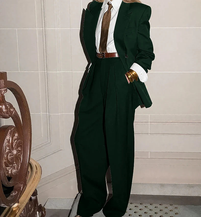 Custom Made Female Chic Business Suit Double-breasted Peaked Lapel 2 Pieces(Jacket+Pants) Unisex Casual Formal Oversized Blazer