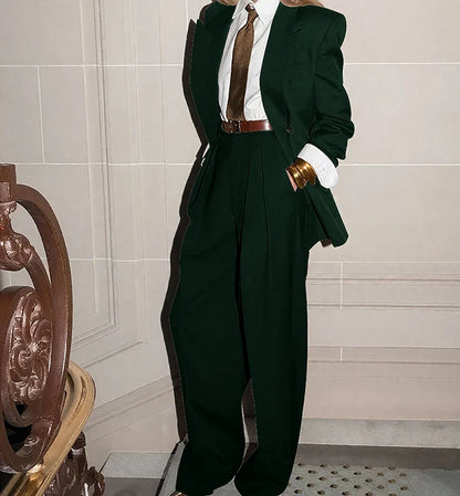 Custom Made Female Chic Business Suit Double-breasted Peaked Lapel 2 Pieces(Jacket+Pants) Unisex Casual Formal Oversized Blazer