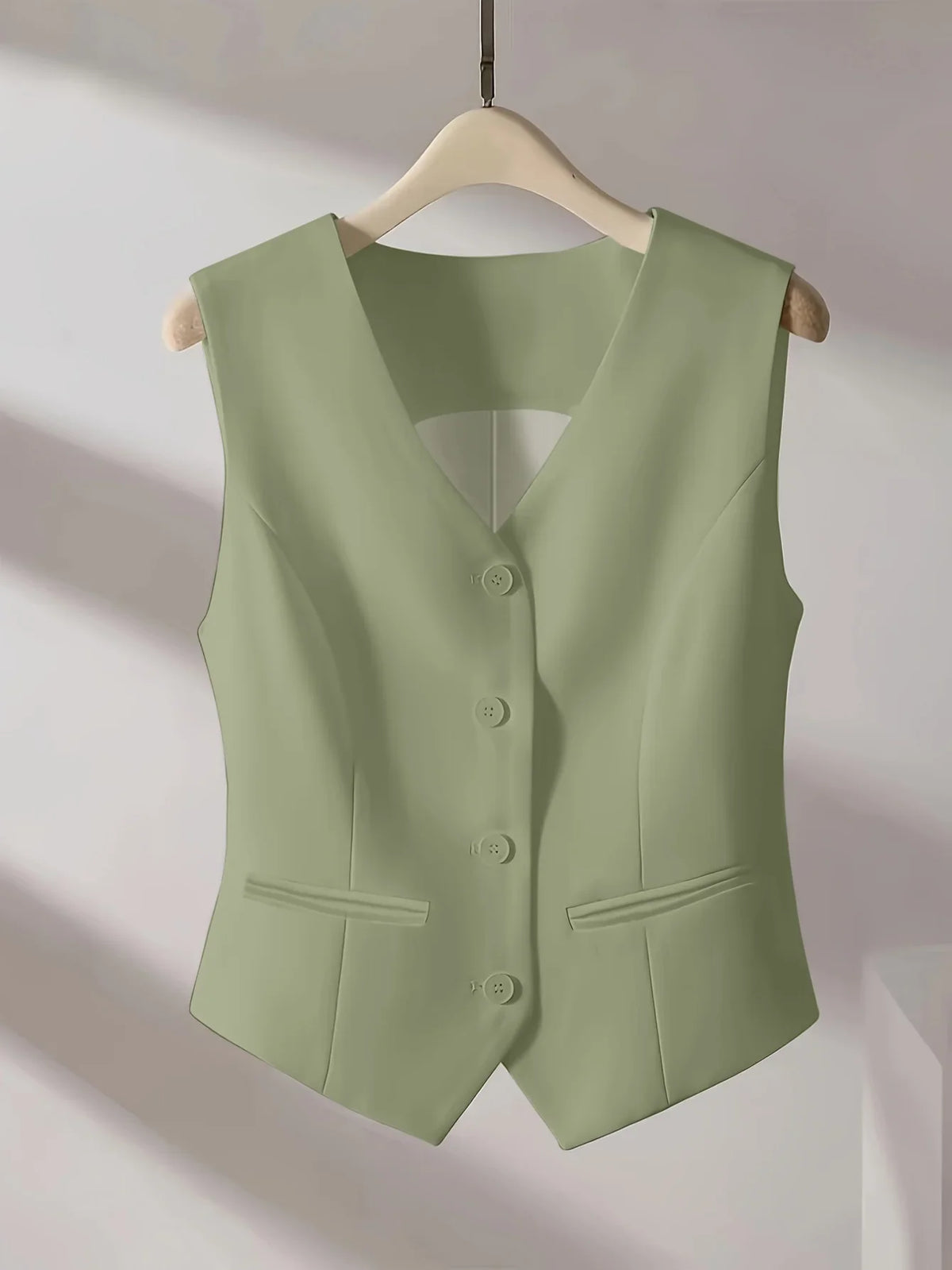 Women's Sleeveless Vest V-Neck Button Front Cut Casual Style With Elegant Spring Summer and Fall Routine Suitable for the Office