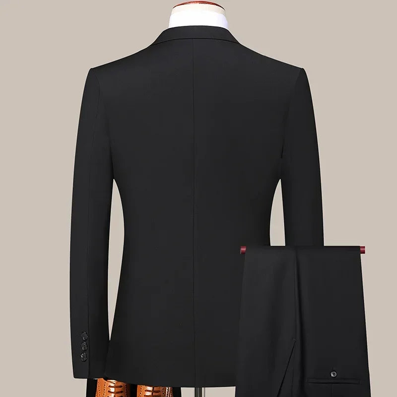 Men's 2 Piece Suit – Smart Casual Slim Fit Blazer and Trousers for Weddings and Formal Occasions – Black – Big & Tall Sizes