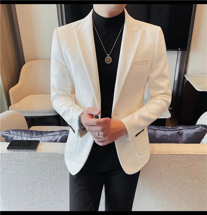 2024 Autumn Winter Men's Suede Suit Jacket High End Business Casual Blazers Slim Fit Wedding Groom Street Wear Social Dress Coat