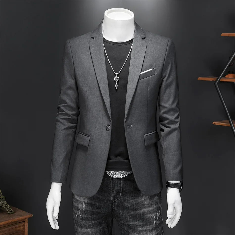 15 Color Fashion Mens Suit Jacket High Quality Slim Fit Solid Color Casual Business Mens Blazers Formal Office Wedding Suit Tops