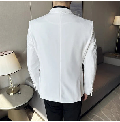 Autumn High-quality Double Breasted Slim Fit Suit Jacket Men Versatile Casual Business Blazer Wedding Social Banquet Formal Coat