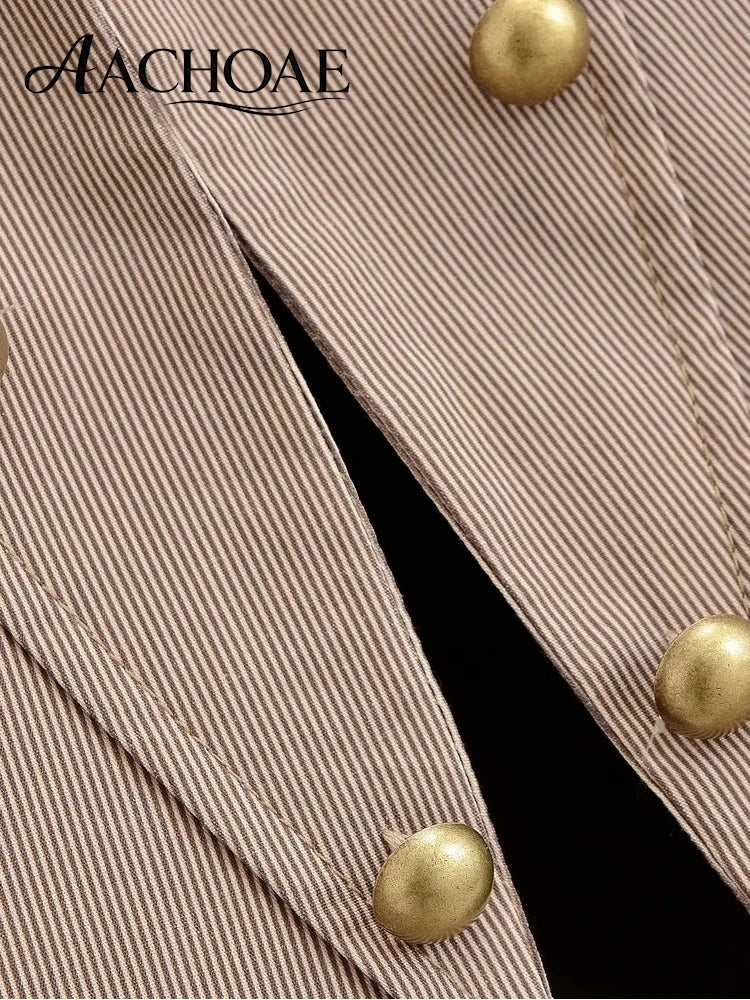 Women Military Style Cropped Blazer Jacket Gold Button Slim Short Suit Coat Stand Collar Elegant Office Lady Outerwear