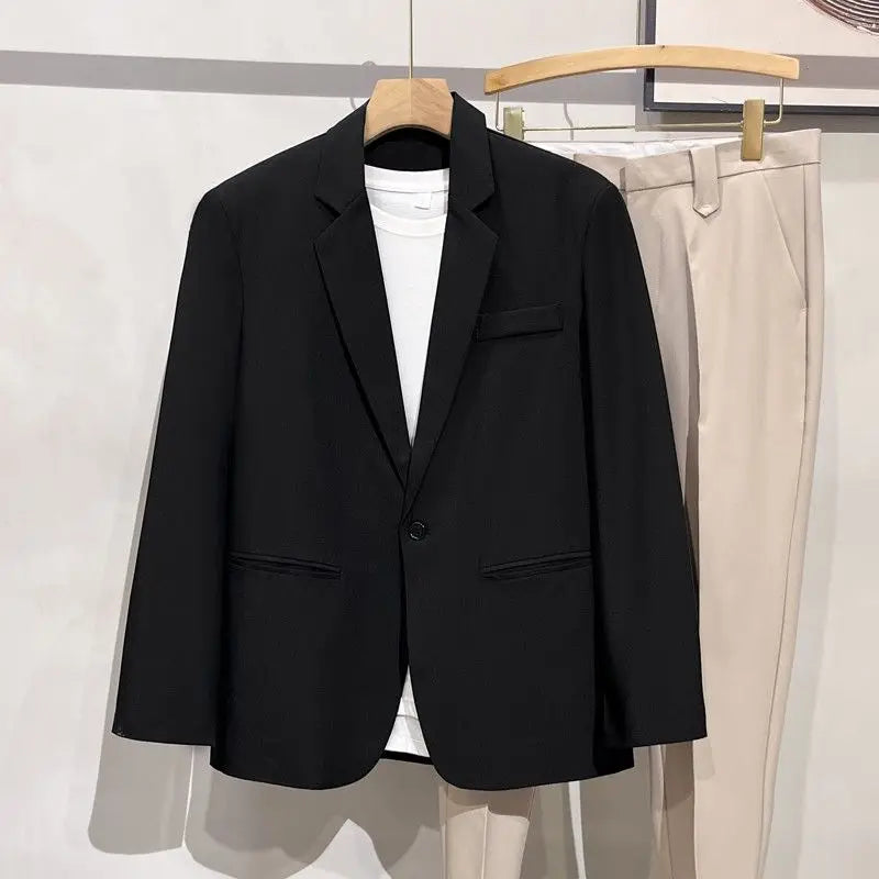 Men 2026 Korean Style Loose Blazer Spring Autumn Versatile Casual Suit Jacket Trendy Handsome Outerwear
