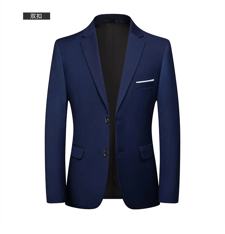 Blazer Fashion Men Business Casual Solid Color British Style Wedding Gentleman Slim Professional Formal Suit Blazer