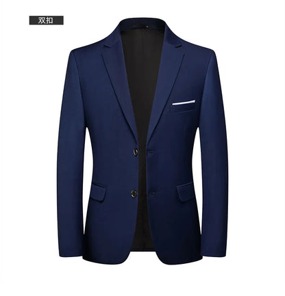 Blazer Fashion Men Business Casual Solid Color British Style Wedding Gentleman Slim Professional Formal Suit Blazer