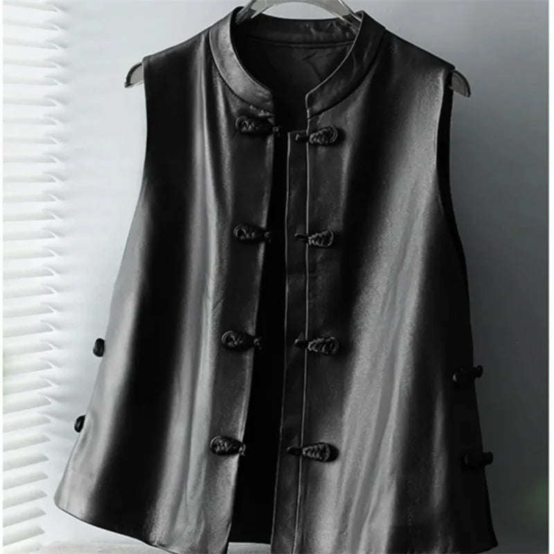 Spring Autumn Women High-end Vest Coat Ladies Fashion Casual Leather Sleeveless Jacket Retro Feminine PU Leather Waistcoat Tops