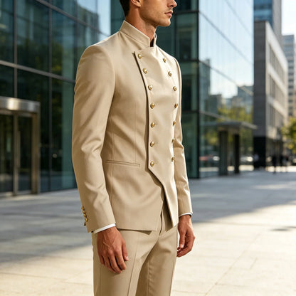 Men's Suit 2-Piece Double Breasted Slim Fit Blazer Pants Set for Wedding