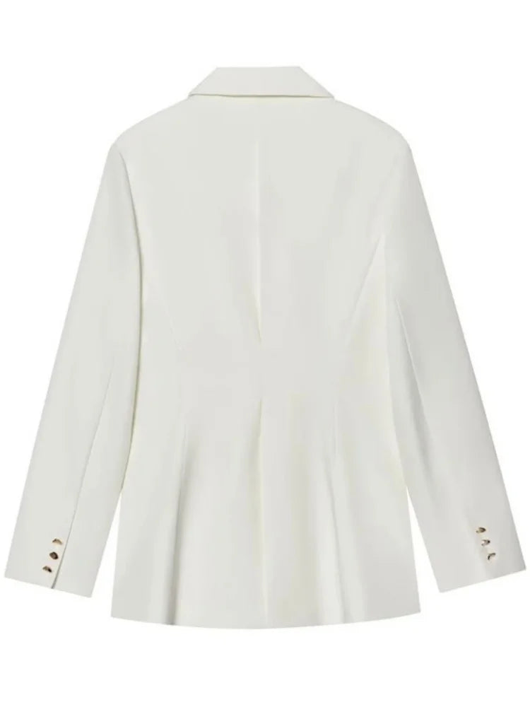 Women Asymmetric Buckle Blazer Elegant Wrap Suit Jacket Slim Waist Tailored Office Lady Workwear Fashion Blazer Coat