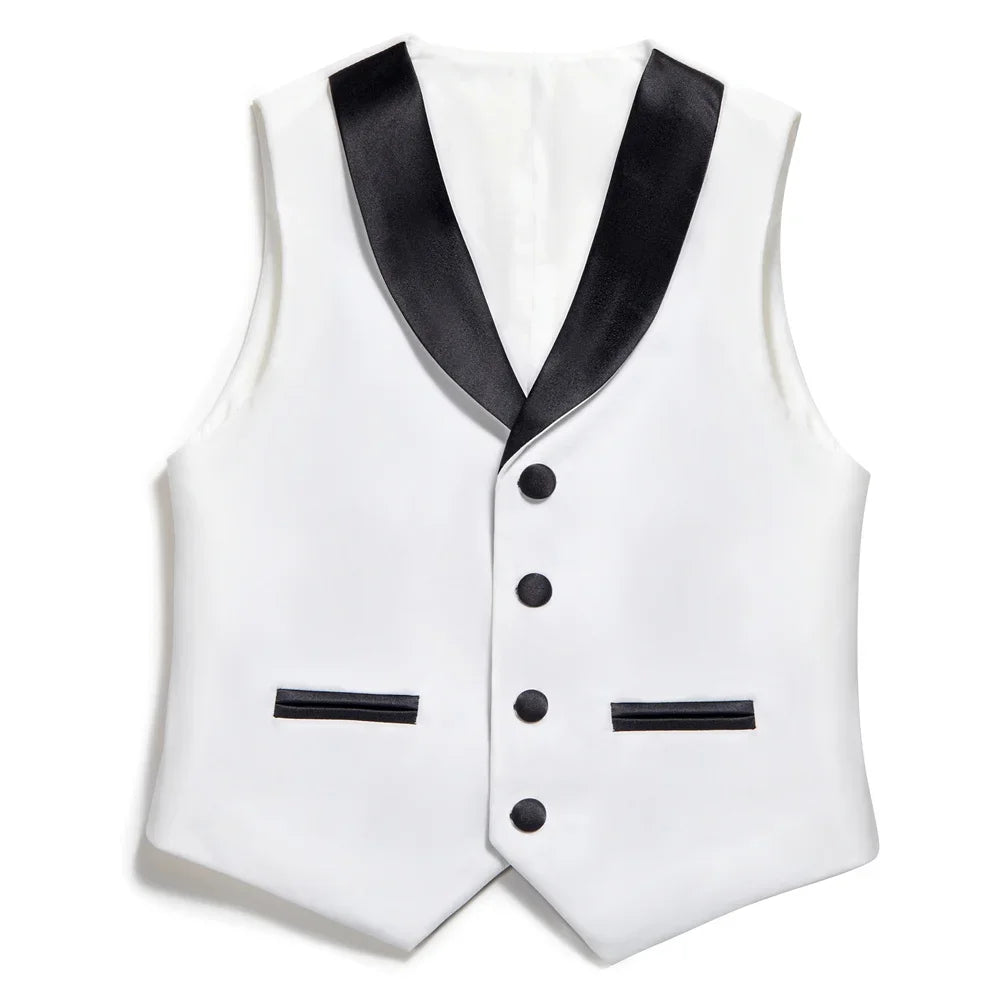 Boys Tuxedo Suit 5-Piece Set Kids Formal Outfit White for Wedding Birthday Piano Party