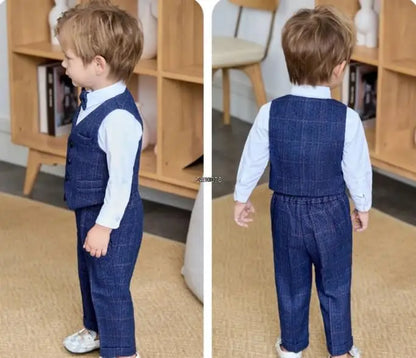 Boys Formal Suit Set – Vest, Pants & Bowtie for Kids