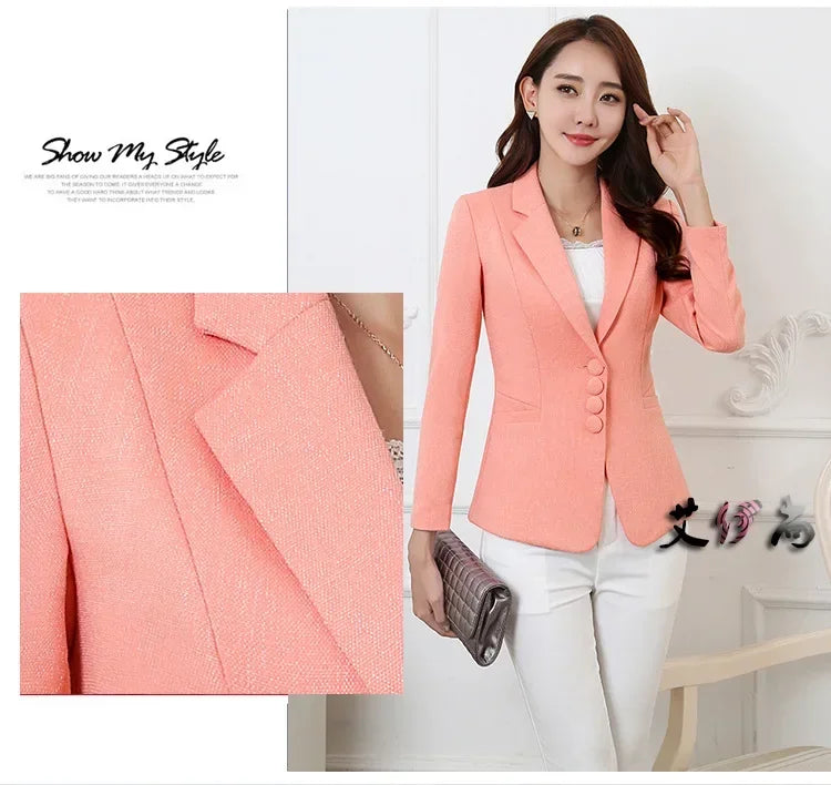 Fashion Women Blazers Jackets Work 2025 Office Lady Suit Slim Single Breasted Business Female Blazer Coats Formal Veste Femme
