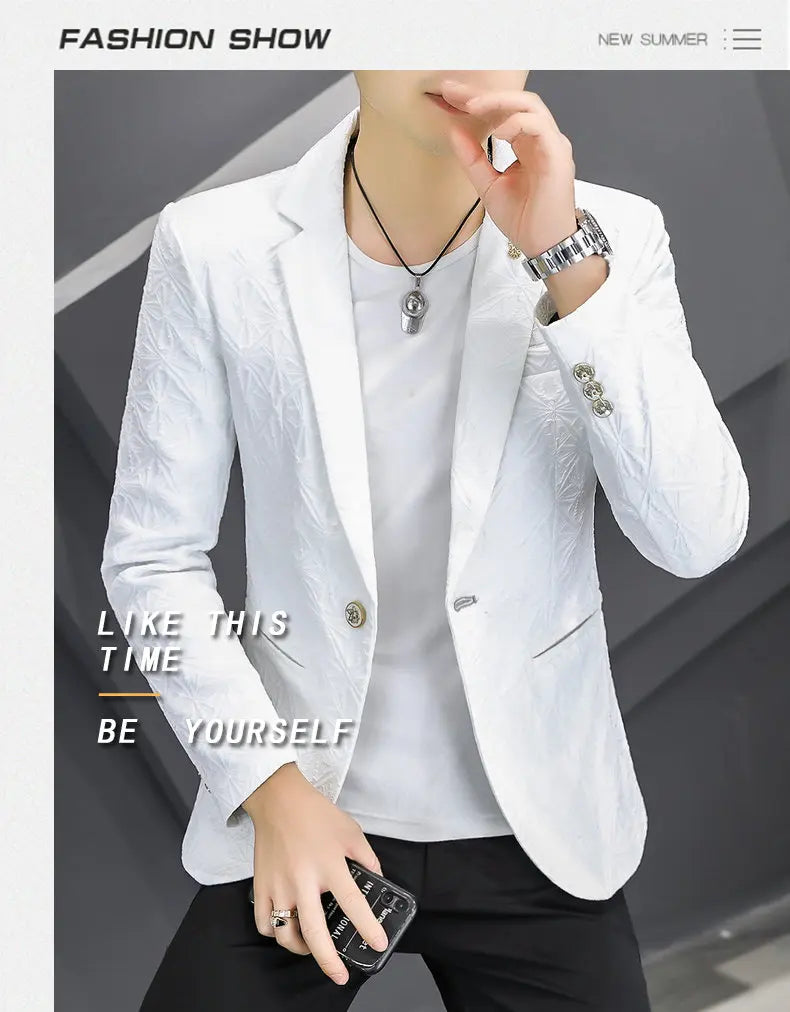 Blazer Men's Fashion Outdoor Travel Gentleman Wedding Slimming Business Versatile Trendy Casual Korean-style Formal Wear Blazer