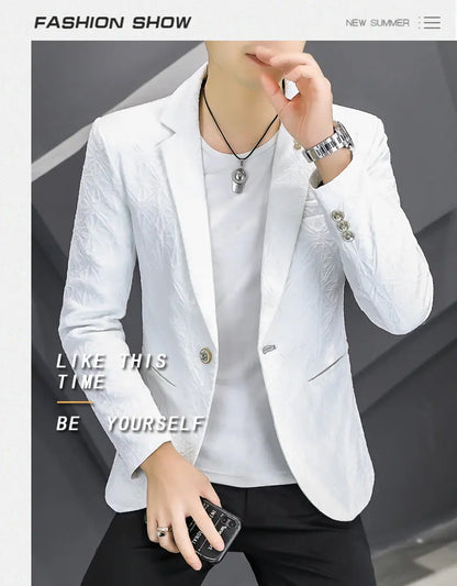 Blazer Men's Fashion Outdoor Travel Gentleman Wedding Slimming Business Versatile Trendy Casual Korean-style Formal Wear Blazer