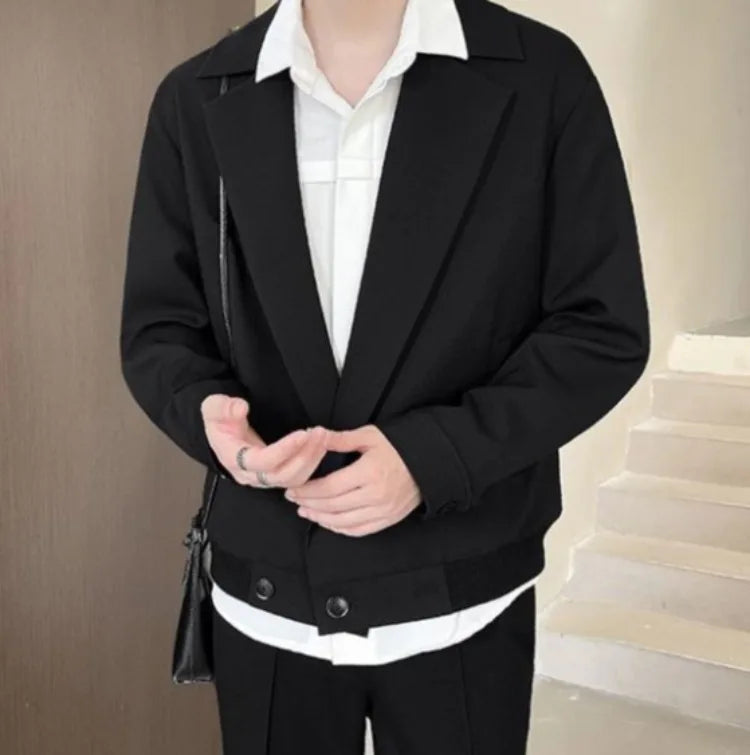 TikTok Trend Men's Autumn Designer Cropped Blazer High-End Casual Jacket Fashion Short Suit Outerwear
