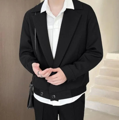 TikTok Trend Men's Autumn Designer Cropped Blazer High-End Casual Jacket Fashion Short Suit Outerwear