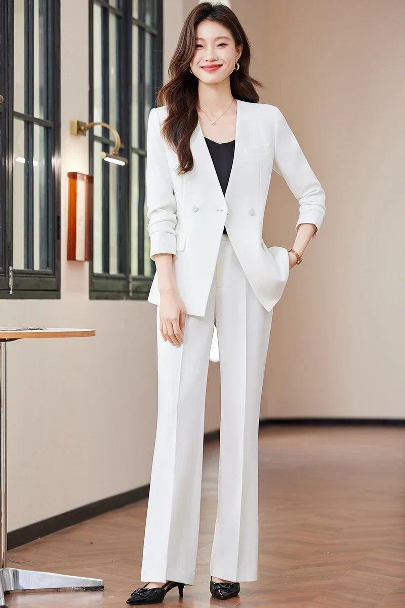 Fashionable business women's suit, high-quality two-piece pants + blazer. Unique temperament, comfortable and stylish