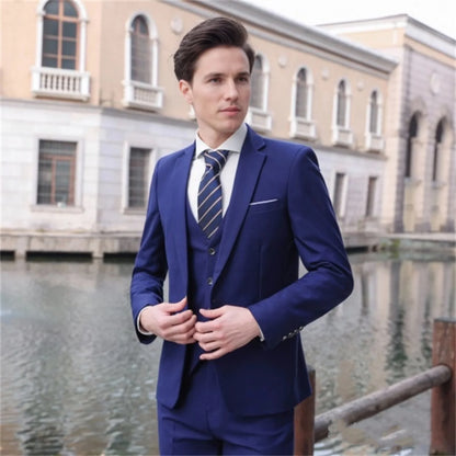 Men's Three-Piece Suit Set – Slim Fit Wedding & Formal Wear – Smart Casual Style