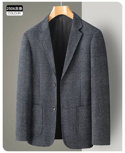 New Men's Blazer Fashion Middle-aged Business Casual Professional Wear Casual Loose British Style Sub-trend Four Seasons Suit