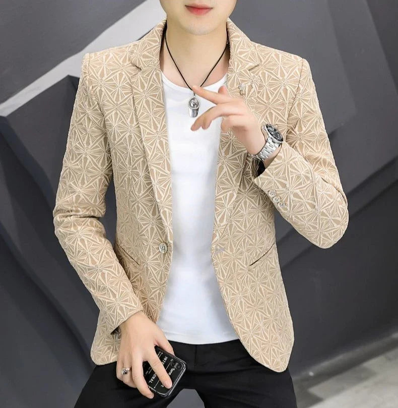 Men's Slim Fit Blazer – Single Button Casual Suit Jacket for Autumn & Winter