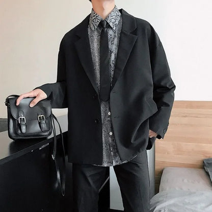 Men's Spring Korean Style Retro Blazer Ins Trendy Hong Kong Style Cool Jacket Viral Vintage Casual Suit Outerwear New