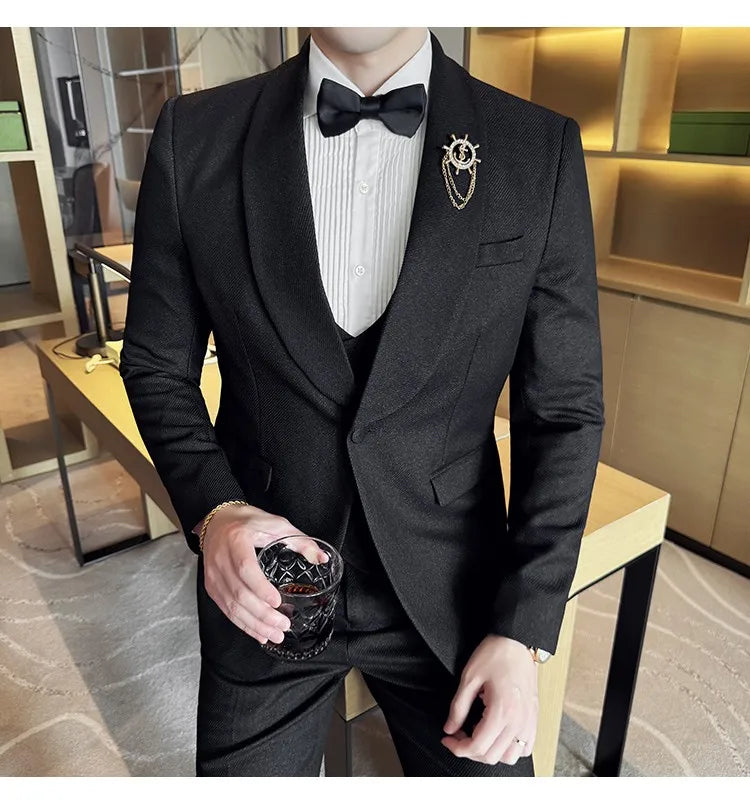 Men's Slim Fit 3-Piece Suit for Weddings, Parties & Formal Occasions – White, Red, Black