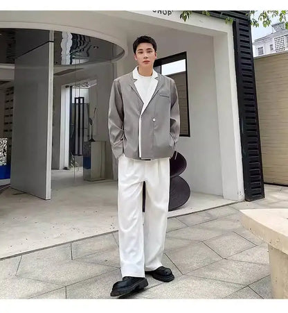 Collar Double 2026 Contrast Spring Layer New Color Casual Blazer Coat Men's Fashion Handsome Elegant Male Clothes JY8406