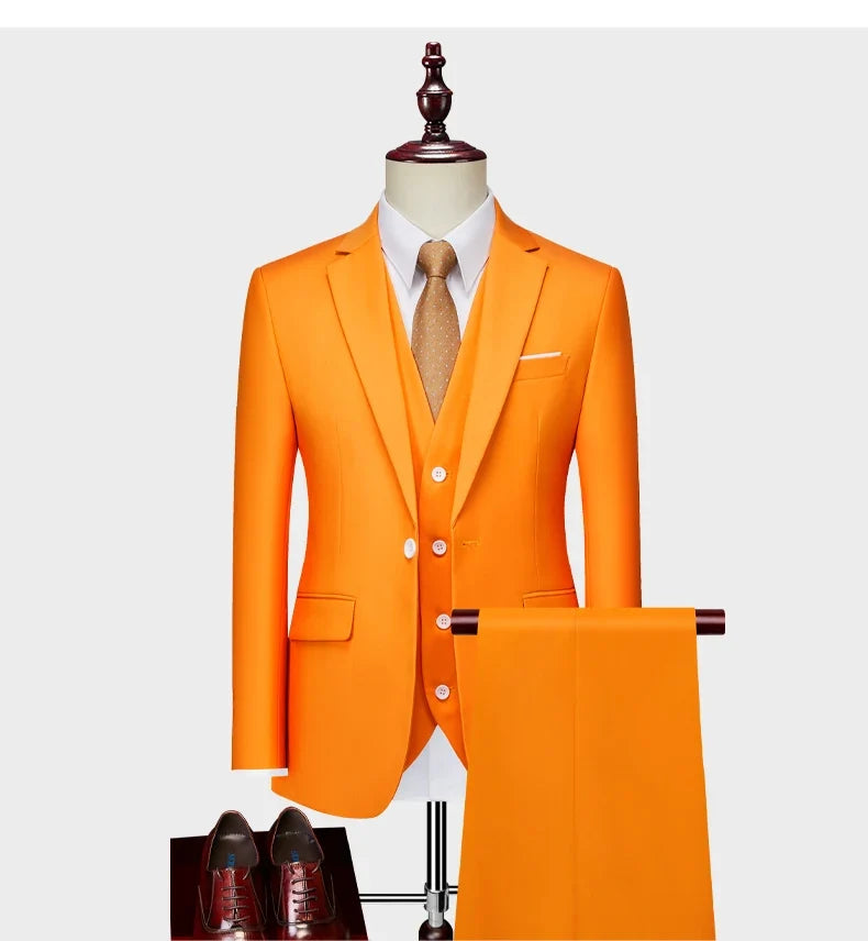 Men's Three-Piece Suit – Slim Fit Wedding & Business Formal Suit with Vest and Trousers