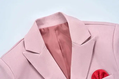 Boys Pure Pink Jacket Vest Pants Bowtie+Pocket Cloth 5pcs Wedding Birthday Outfit Kids Formal Piano Host Performance Costume