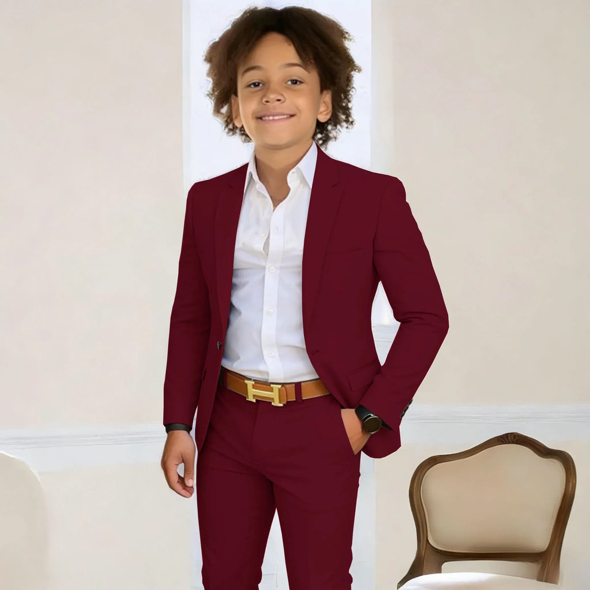 Suit For Boys 2-16 Years Blazer Pant Set 2 Piece Slim Fit Casual Beige Wedding Suit Set Birthday Stage Performance Costumes