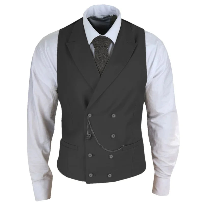 Men's Formal Satin Vest | Double Breasted Waistcoat for Wedding, Banquet & Business