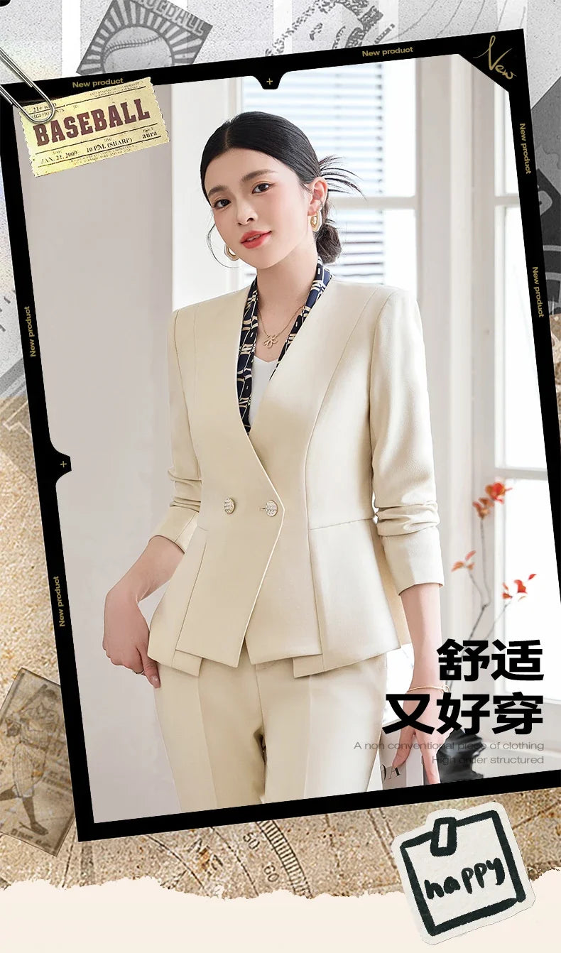 Fashionable professional women's two-piece pant+blazers. Slim fit, elegant  comfortable. 2025 autumn winter new styles