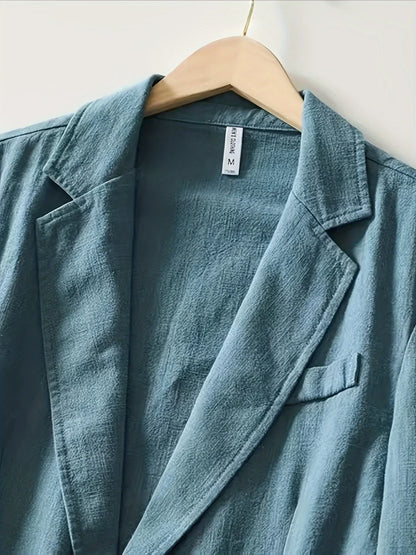 Cotton and Linen Blazer Men's Fashionable Business Casual Outdoor Versatile Travel Lightweight Loose-fitting Retro Style Blazer