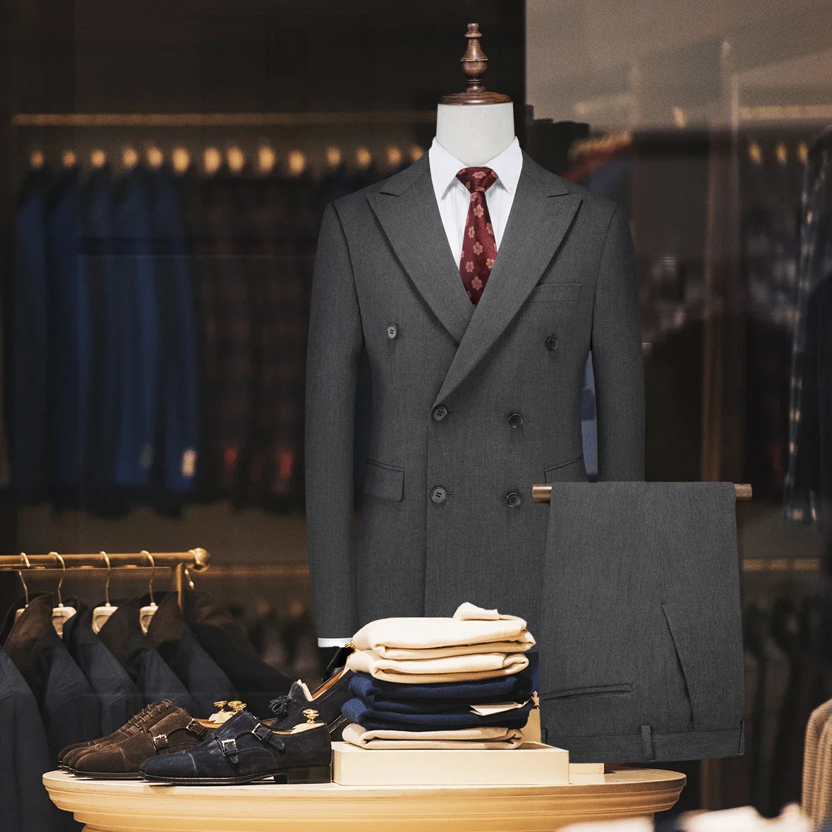 Men's Double Breasted Suit Set – Slim Fit Blazer, Vest & Pants for Wedding & Business